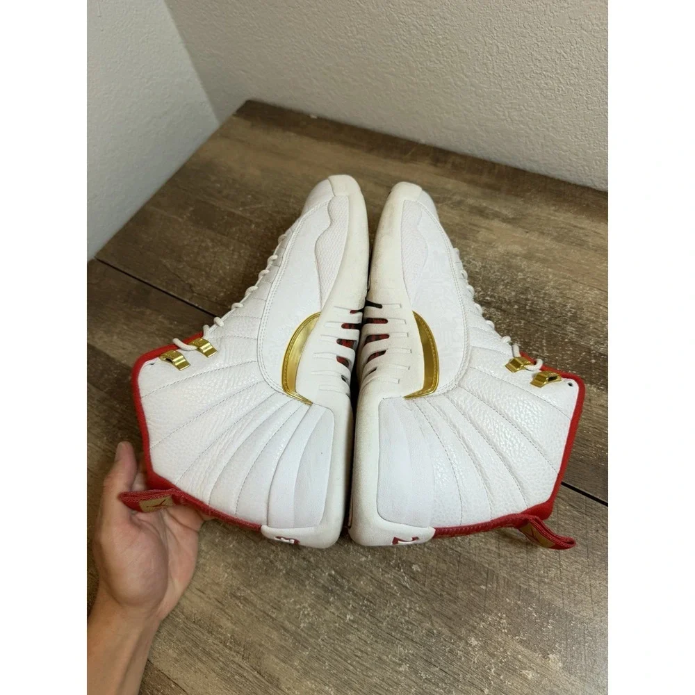 Nike Air Jordan 12 Retro FIBA 2019 White University Red Gold Sz 12 130690-107